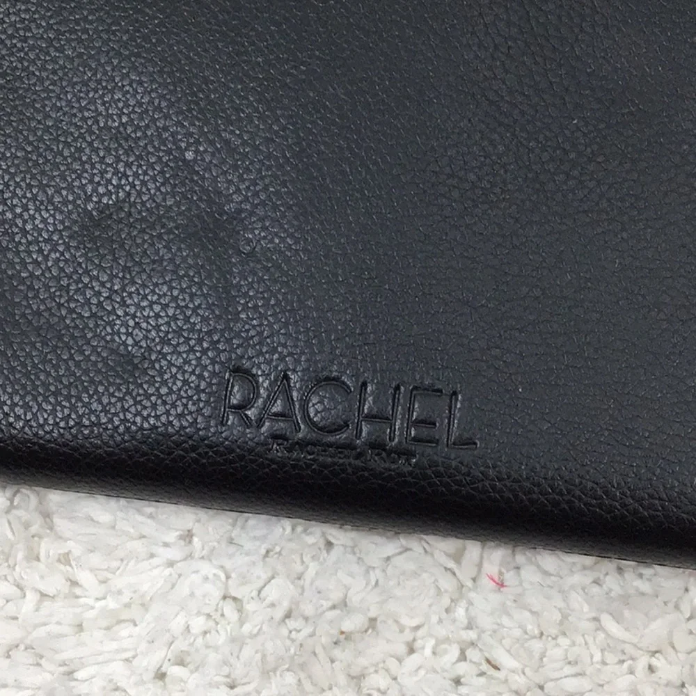 Rachel Roy black leather bifold wallet wristlet
